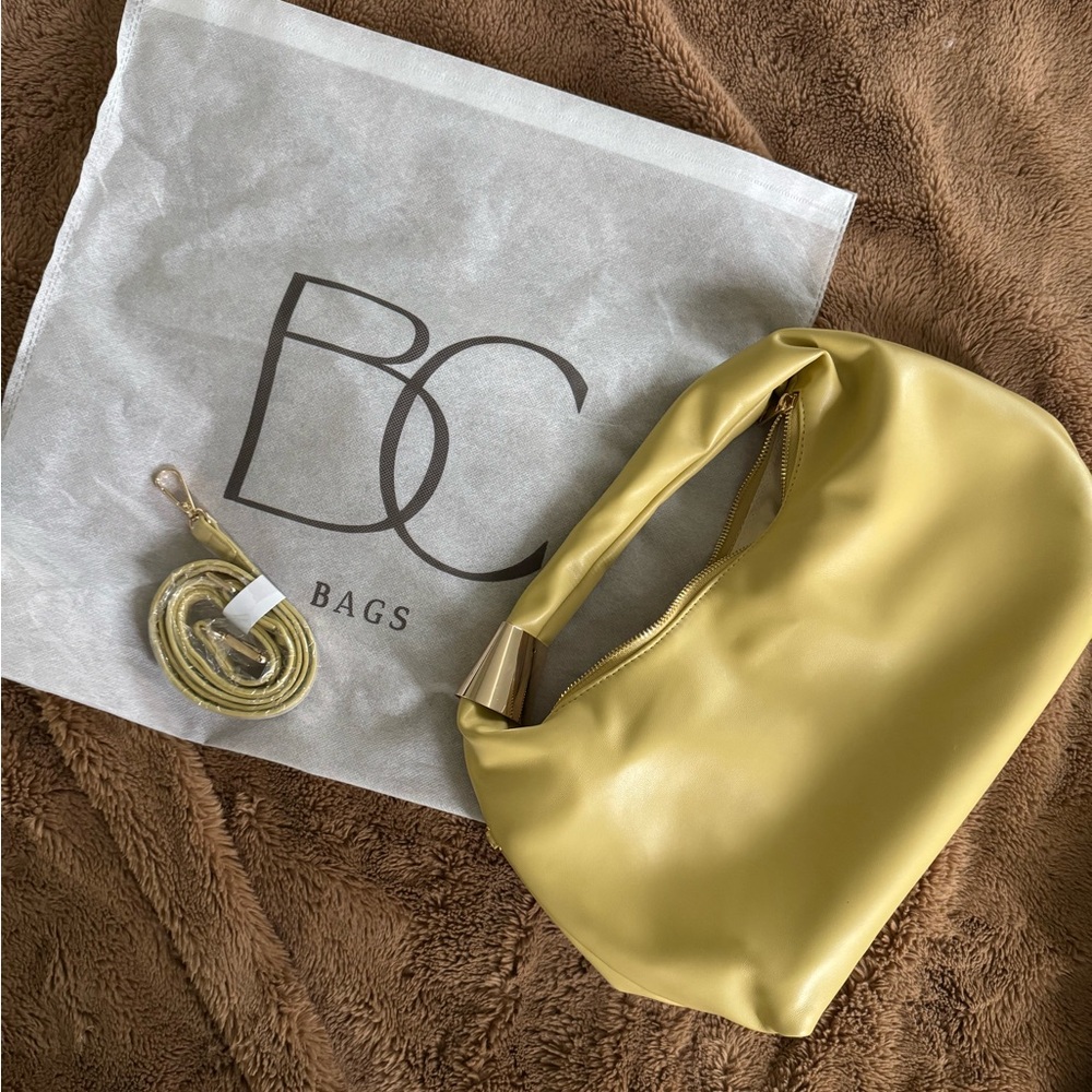 Olive Green Shoulder Hobo Bag with Gold Accent